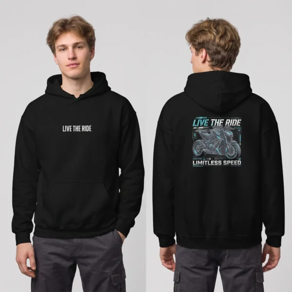 Man_showing_hoodie_front_back_2K_20261013173501 Live The Ride Hoodie